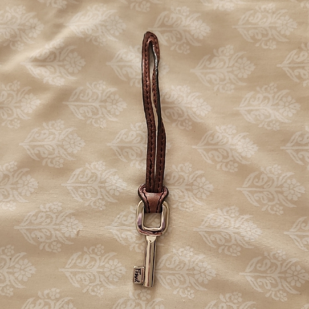 Elegant Leather Keychain with Silver Detail